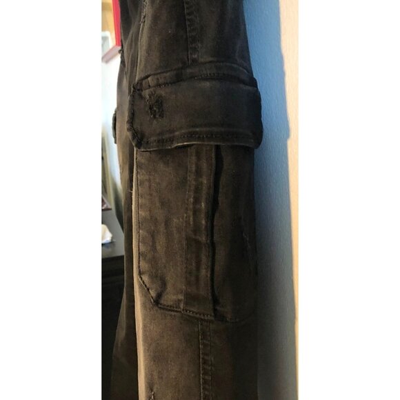 Emporio 10X Black Distressed Cargo Jogger Jeans Size M Slim Fit Denim - Picture 3 of 12